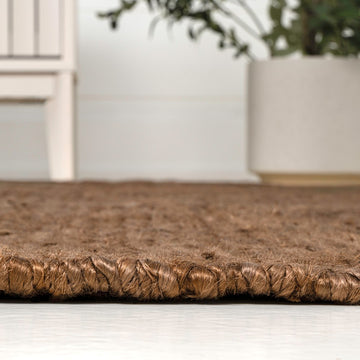 Griffin Rustic Farmhouse Woven Jute Solid Area Rug